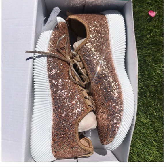 Rose Gold Glitter Sneakers - Picture 2 of 4